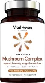 Mushroom Supplement - Lions Mane, Reishi, Cordyceps, Shiitake, Maitake, Chaga, Agaricus Blazei, Tremella with VIT C - UK Made - Image 4