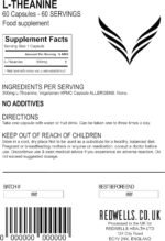 L-Theanine Capsules REDWELLS Anxiety Stress No Additives Strong 300mg - 60 Pack - Image 4