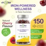 Iron Gummies with Vitamin C – 150 High Strength Iron Supplement for Teens & Adults – Vegan Immunity & Energy Supplement | Natural Cherry Flavour Vitamin Gummies by vh1be - Image 3