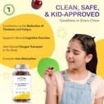 Iron Gummies with Vitamin C – 150 High Strength Iron Supplement for Teens & Adults – Vegan Immunity & Energy Supplement | Natural Cherry Flavour Vitamin Gummies by vh1be - Image 4