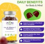 Iron Gummies with Vitamin C – 150 High Strength Iron Supplement for Teens & Adults – Vegan Immunity & Energy Supplement | Natural Cherry Flavour Vitamin Gummies by vh1be - Image 7