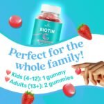 Biotin Hair Growth Vitamin Supplement Gummies with 5000mcg for Women or Men | Added Essential Multivitamins Support Skin Collagen & Nails | Vegan Friendly | Strawberry Flavour (60 Count) - Image 4