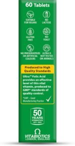 Vitabiotics Ultra Folic Acid Tablets 400 mcg Vitamin B12 - 60 Tablets - Image 5