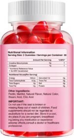 Creatine Gummies 5000mg Creatine Monohydrate with 1000mg Collagen (1 Month Supply) for Men & Women, Vegan & Sugar-Free, Easy Pre/Post Workout Gym Support for Performance and Muscle Power (60 Count) - Image 7