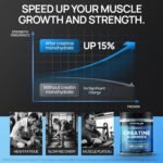 120 Max Strength Creatine Gummies 5000mg – Vegan, Sugar-Free Gummy Chews with Monohydrate, BCAA & L-Carnitine – Pre-Workout Gym Supplement for Men & Women, 30 Day Supply – Blue Raspberry Flavour - Image 3