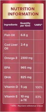 Seven Seas Omega-3 Fish Oil Plus Cod Liver Oil MAX Strength, with Omega-3, Vitamins D and Vitamin E. Food Supplement for Brain2 & Body1-4 Support, 450ml Liquid - Image 3