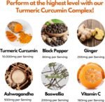 Nutripact Turmeric Extract Complex 10,000mg with Curcumin, Black Pepper, Ginger, Ashwagandha, Boswellia & Vitamin C High Strength Tumeric Supplement (not Tablets) 95% Curcuminoids - 60 Vegan Capsules - Image 3
