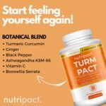 Nutripact Turmeric Extract Complex 10,000mg with Curcumin, Black Pepper, Ginger, Ashwagandha, Boswellia & Vitamin C High Strength Tumeric Supplement (not Tablets) 95% Curcuminoids - 60 Vegan Capsules - Image 4