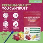 Beetroot Ginger & Lemon + Vitamin D Shot Powder 135 Servings Nitric Oxide Booster Enhances Athletic Performance & Endurance 135g 100% Natural - Antioxidant Anti Inflammatory Immune Support - Image 4