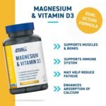 Applied Nutrition – Magnesium & Vitamin D3 – Tri-Magnesium Blend – Best Immune Support – Best Muscle & Bone Health – Reduces Fatigue – (60 Capsules – 30 Servings) (Unflavoured) - Image 3