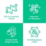 Curcumin 95 Advanced, 60 Capsules, High Strength Curcumin (The Active Component of Turmeric) with 95% Curcuminoids + BioPerine® (Black Pepper Extract), Vitamin D, Tomato and Ginger Root, GMP Approved - Image 4