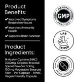 N-Acetyl-Cysteine (NAC) | 60 Capsules | 30 Days Supply | 600mg Per Serving | Supports Immunity, Brain Function & Respiratory Health | Vegan, GMO-Free & UK Made - Image 3