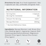 Bacopa Monnieri Capsules 350mg - Brain/Memory Supplements - Made in The UK - 4 Month Supply - Vegan, Non-GMO, Gluten-Free. Natural Ayuverdic Supplement Bacopa Extract - Image 8