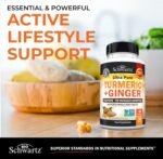 Turmeric Curcumin and Ginger - 95% Standardized Curcuminoids with BioPerine Black Pepper Extract for Ultra High Absorption - Natural Joint Support Supplement - Gluten-Free - 60 Capsules - Image 3