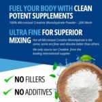 Creatine Monohydrate Powder - 300g (60 x 5g Servings) | 200 Mesh Fine Grade Powder, Pure & Mixes Easily | Includes Scoop | Unflavoured | Made in The UK by CLN Labs - Image 3