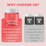 NMNH Gummies x60 | NMN Alternative 4X Stronger | 1000mg NMNH + 500mg TMG | Strawberry Flavour | 1 Month Supply | NAD+ Supplement | Anti-Aging Longevity Formula | Vegan Friendly Lab Tested - Image 3