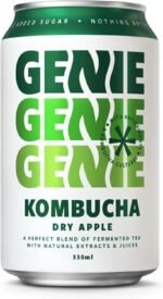 GENIE LIVING DRINKS - Dry Apple Kombucha Drink, Delicious Soft Drinks, Fermented 10 Days for Gut Health, 100% Vegan, No Sweeteners, No Nasties, Made in the UK, Natural Energy, 12 x 330ml Cans - Image 3