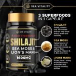 Shilajit Seamoss and Lions Mane Capsules - 60 High-Strength Vegetable Capsules, 1600mg per Serving, Pure Shilajit, Natural Sea Moss, and Lion's Mane for Enhanced Cognitive and Physical Health - Image 3
