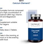 Calcium Magnesium Vitamin D - 800mg Calcium Carbonate - CalciumSupplement with Magnesium and Cholecalciferol - 90 Vegan Tablets Nutralie - Image 4