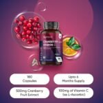 Cranberry Capsules - 180 Capsules - Upto 6 Months Supply - Cranberry Supplements - with Added Vitamin C - Magnesium Stearate-Free - Non-GMO & Vegan-Friendly - Image 3