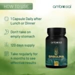 Ambrosial Spirulina Capsules 500mg - Highly Dosed Tablets, Vegan, No Additives, Protein Powder, Greens Powder, Spirulina and Chlorella Capsules, Immune System Booster (Pack of 1-120) - Image 8