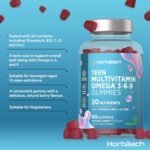 Teen Multivitamin Gummies | 60 Count | 20 Nutrients with Added Omega 3 6 9 | Berry Flavoured Supplement for Teenage Boys and Girls | Vegetarian | by Horbaach - Image 3