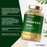 Triple Omega 3 6 9 Capsules 3000mg ALA, LA & OA | 240 Softgels | High Strength EPA & DHA Essential Fatty Acids | Supplement with Fish Oil, Flaxseed & Sunflower Oil | by Horbaach - Image 3