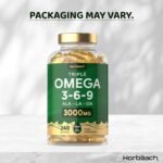 Triple Omega 3 6 9 Capsules 3000mg ALA, LA & OA | 240 Softgels | High Strength EPA & DHA Essential Fatty Acids | Supplement with Fish Oil, Flaxseed & Sunflower Oil | by Horbaach - Image 5