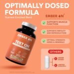 EMBER ON Test On | Gym Supplements for Men | Zinc, Magnesium, Vitamins B6, Ginseng & Fenugreek | Supports Energy & Muscle Function | 180 Vegan Capsules | Magnesium and Zinc Supplements | UK Made - Image 3