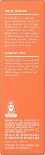 e.l.f. SKIN Bright Icon Vitamin C + E + Ferulic Serum, Brightening & Soothing Face Serum, Helps Even Skin Tone, Vegan & Cruelty-Free, 30ml - Image 3