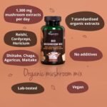 Vegavero Certified Organic Mushroom Complex 1300 mg | NO Additives, Lab-Tested | Standardised Bioactive Polysaccharides, Beta Glucans and Hericenones | 90 Capsules | Vegan - Image 4