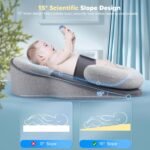Baby Wedge Pillow for Newborn, Baby Feeding Pillow with Adjustable Safety Strap, Reflux Breastfeeding Nursing Pillow for Reducing Spit-Up, Bottle Feeding Support for Newborn - Image 4