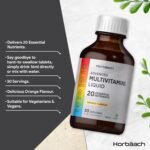 Multivitamin Liquid for Adults | 480mL (30 Servings) | Orange Flavour | 20 Essential Nutrients for Overall Wellness | Vegan Food Supplement | by Horbaach - Image 3