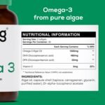 Vegan Omega 3, Algae Oil Omega 3 Supplement for Adults, Vegan Omega 3 Capsules w/DHA Omega 3 Algal Oil for Heart & Brain Health & to Lower Cholesterol, Omega 3 Vegan - 60 Omega 3 Softgel Capsules - Image 3