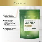 Sea Kelp Tablets 2000mg with Iodine | High Strength Sea Kelp Extract | Supplement for Men & Women | 240 Vegan Tablets | Carlyle - Image 3