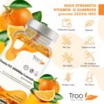 Troo Health Care Vitamin D3 4000iu - 60 Natural Orange Flavour Chewable Gummies - Five Months Supply - Non GMO Tasty Gummy Supplement to Support Immune Function and Help Maintain Bones and Teeth - Image 3
