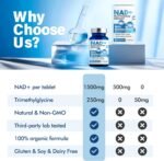 NAD+ Supplement 1500MG, 120PCS Ultra NAD+ & Resveratrol Supplement, Boosting Riboside for Cellular Energy, Metabolism & Repair - Image 5