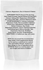 Calcium Magnesium Zinc & Vitamin D Tablets Mineral Food Supplement Complex - UK - Pack of 60 Pills - Image 3