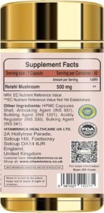 Vitaminnica Reishi Mushroom (20:1 Extract) Supplement- 60 Veg Casules | High Strength Extract Nootropics with Premium Immune and Stress Support - Image 4