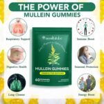 Mullein Gummies for Lungs, 2000mg Mullein Leaf Extract for Lungs Detox and Cleanse, Organic Mullein Herbal Supplement for Mucus Relief & Respiratory Support, Non-GMO, 60 Gummies (1 Month Supply) - Image 3