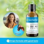 Vitamin D3 + K2 Drops by Bioherba – High Strength MK-7 & MCT Oil Formula | 1250 Drops | Vegan Liquid Supplement with No Additives - Image 6