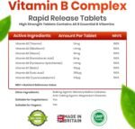 Vitamin B Complex High Strength, Pack of 100 Tablets (3+ Months Supply), All 8 Essential B Vitamins in 1 Tablet for Men & Women, B1, B2, B3, B5, B6, B12, Biotin & Folic Acid, UK - Image 4