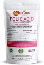 Folic Acid 400 mcg Tablets, 180 Vitamin B9 Tablets (6 Months Supply), Folate Fertility Supplement for Women, Vegan, Vegetarian, Supports Maternal Tissue Growth, Made in The UK - Image 3