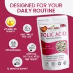 Folic Acid 400 mcg Tablets, 180 Vitamin B9 Tablets (6 Months Supply), Folate Fertility Supplement for Women, Vegan, Vegetarian, Supports Maternal Tissue Growth, Made in The UK - Image 6