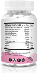 Women’s Probiotics 40 Billion CFU Fortified Enhanced with D-Mannose Cranberry Vitamin C Selenium Zinc Bio Cultures for Women Intimate Flora Gut Health |60 Vegan Capsules - Image 3