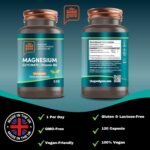 Magnesium Glycinate Supplements with Vitamin B6 | 120 Capsules, 2-in-1 Formula | High Absorption | 500mg Magnesium Glycinate + 7.35mg Pyridoxal 5 Phosphate | Vegan | Made in UK by The Good Guru - Image 4