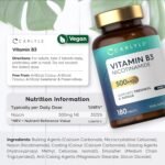 Vitamin B3 Nicotinamide 500mg | 180 Vegan Tablets | High Strength Vitamin B3 Niacin Supplement (Niacinamide) | Flush Free Formula | Suitable for Vegetarians and Vegans | by Carlyle - Image 4