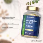 Odourless Garlic Capsules 45,000mg | 180 Softgels | High Strength Deodorised Garlic Oil Extract | by Horbaach - Image 3