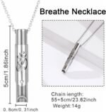 Breathing Necklace,Anxiety Necklace,Stress Relief Mindful Necklace,Breathe Yoga Symbol Necklace,Deep Breathing Whistle Necklace for Men Women - Image 3