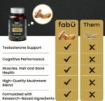 fabÜ Shrooms Andropause - Natural Shilajit & Lion's Mane Supplement for Men - Complete Multivitamin with Zinc, B12 & Minerals for Energy, Cognition & Testosterone Support - 60 Capsules - Image 4
